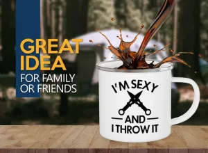 Knife Throwing Camper Mug 12oz - And I Throw It - Knife Thrower Gift Hobby Man Darts Axe Sport Knife Throwing Coach