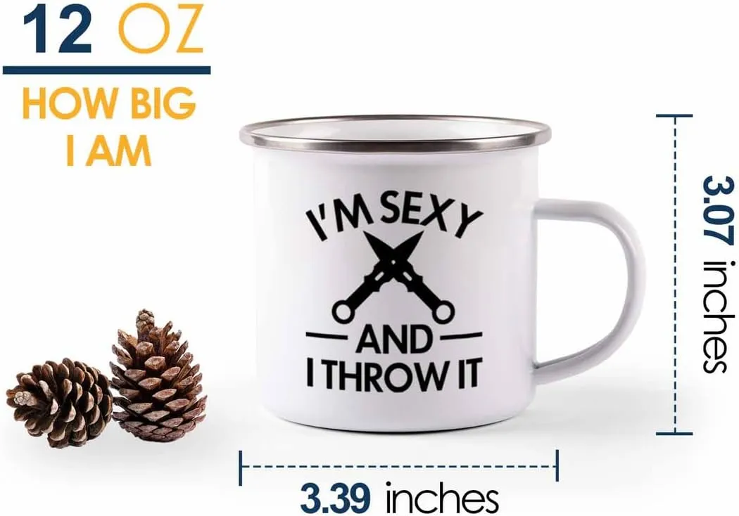 Knife Throwing Camper Mug 12oz - And I Throw It - Knife Thrower Gift Hobby Man Darts Axe Sport Knife Throwing Coach