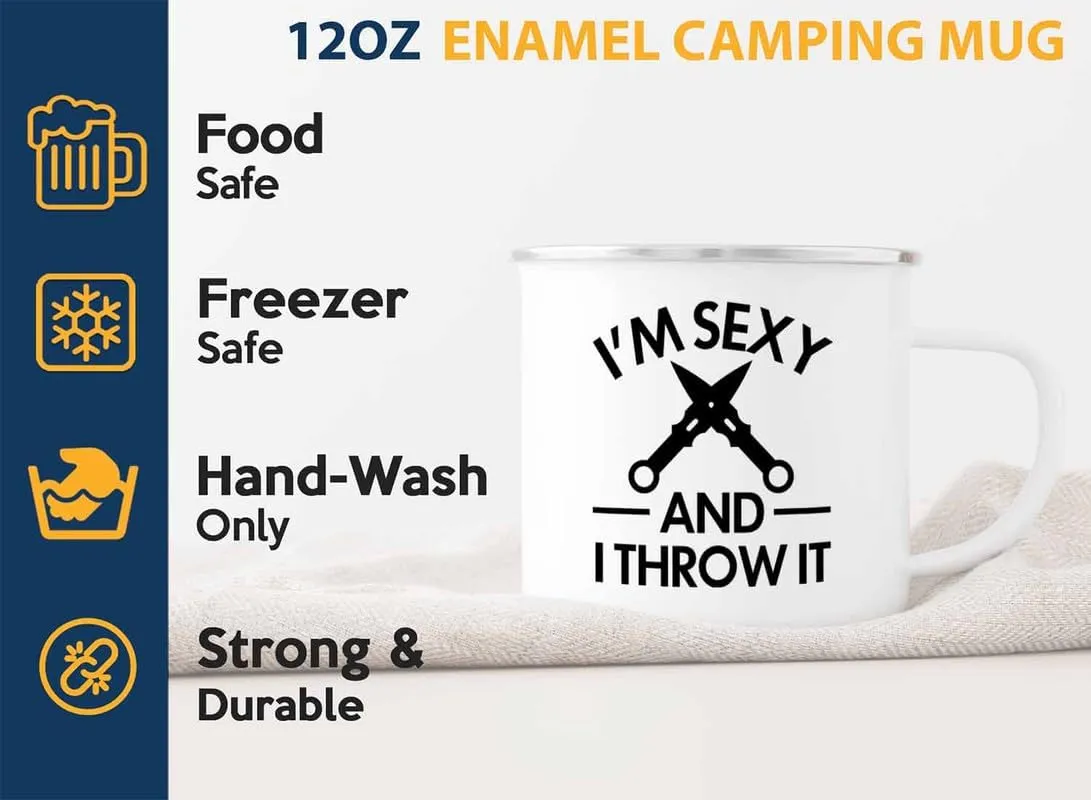 Knife Throwing Camper Mug 12oz - And I Throw It - Knife Thrower Gift Hobby Man Darts Axe Sport Knife Throwing Coach