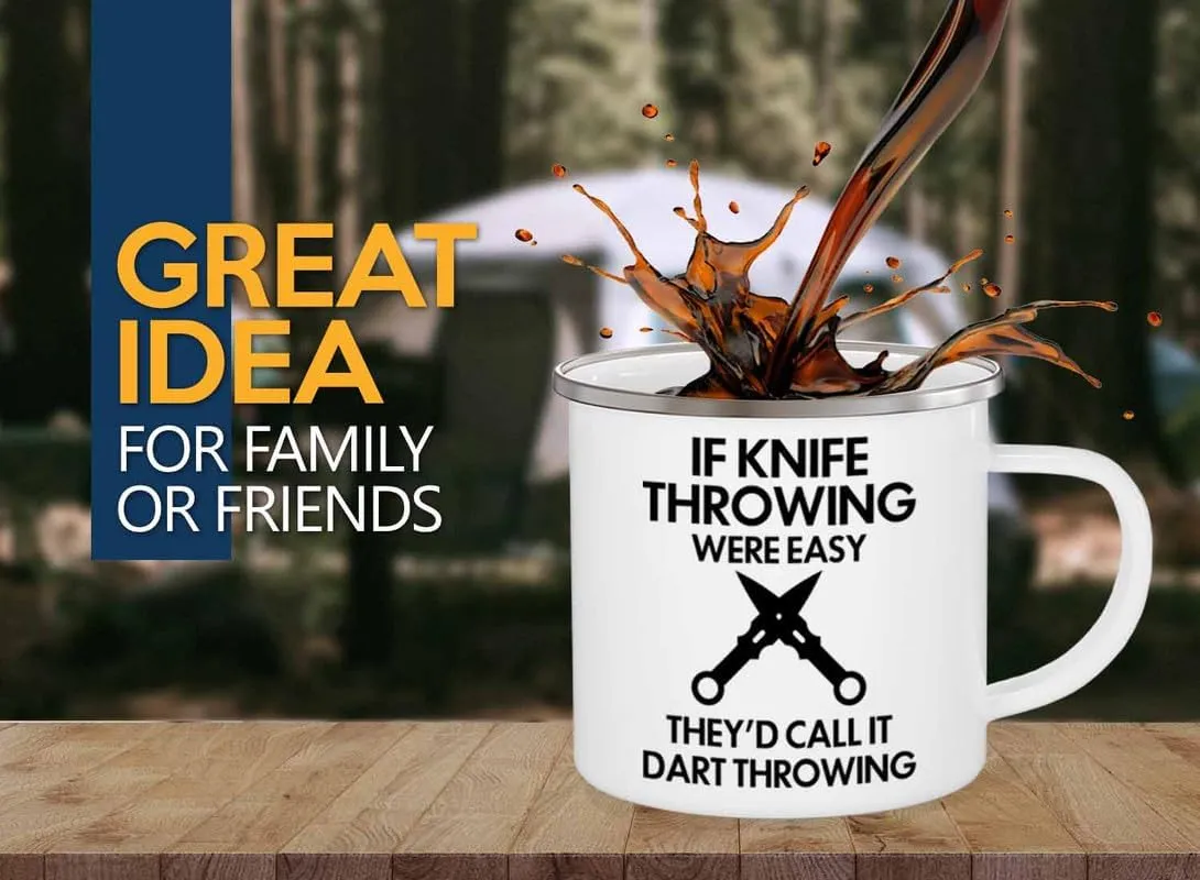 Knife Throwing Camper Mug 12oz - Call It Dart Throwing - Knife Thrower Gift Hobby Man Darts Axe Sport Knife Throwing Coach