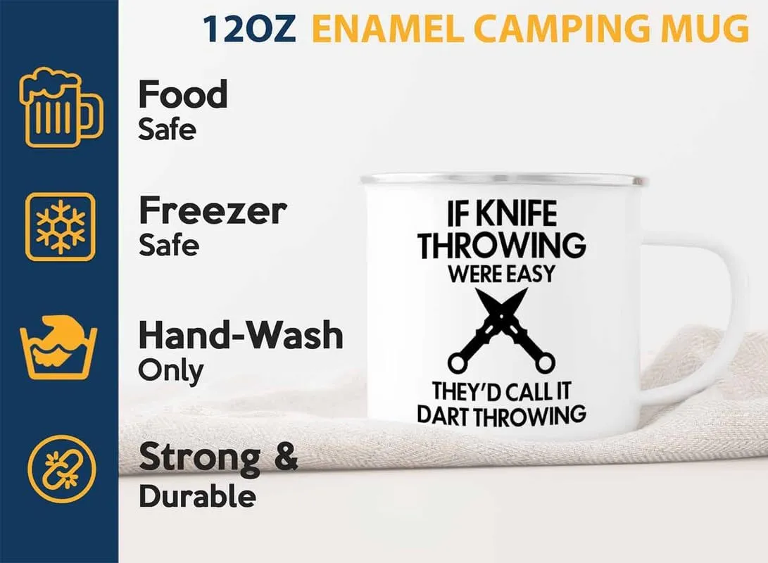 Knife Throwing Camper Mug 12oz - Call It Dart Throwing - Knife Thrower Gift Hobby Man Darts Axe Sport Knife Throwing Coach