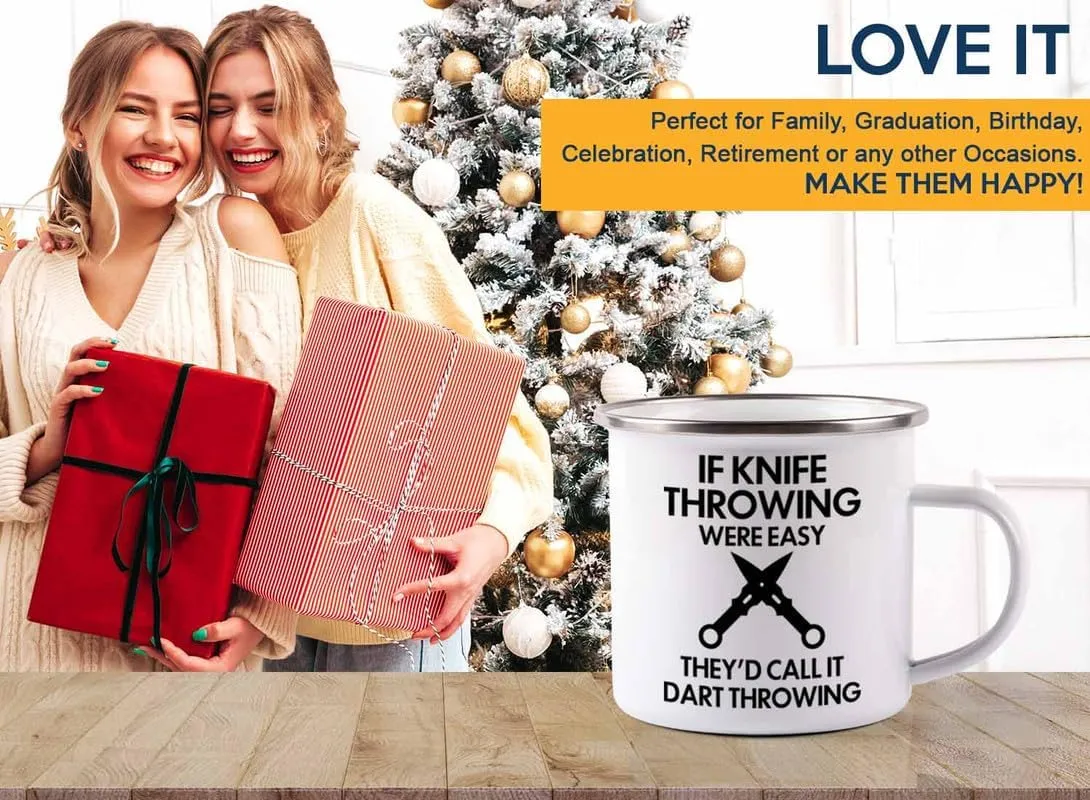 Knife Throwing Camper Mug 12oz - Call It Dart Throwing - Knife Thrower Gift Hobby Man Darts Axe Sport Knife Throwing Coach