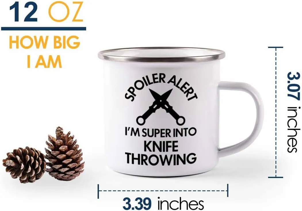 Knife Throwing Camper Mug 12oz - Into Knife Throwing - Knife Thrower Gift Hobby Man Darts Axe Sport Knife Throwing Coach