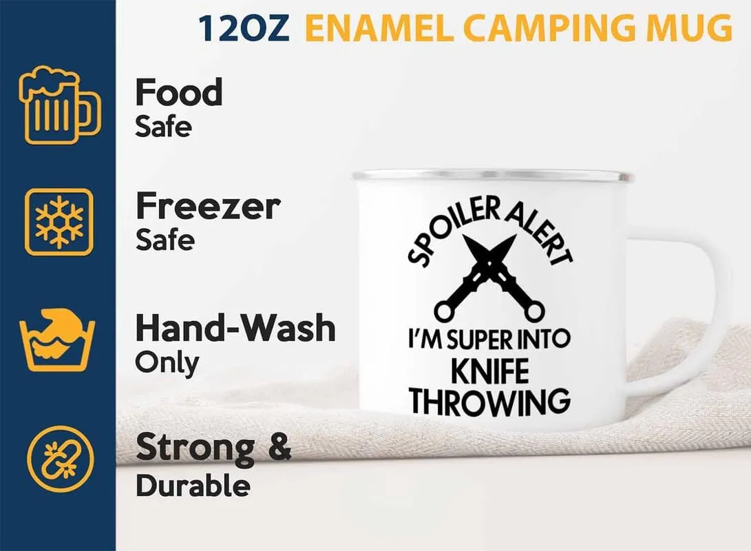 Knife Throwing Camper Mug 12oz - Into Knife Throwing - Knife Thrower Gift Hobby Man Darts Axe Sport Knife Throwing Coach