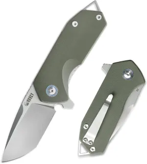 KUBEY Campe KU203 Folding Pocket Knife Compact Everyday Carry with 2.4" Tanto Balde and G10 Handle with Flipper Open for Camping Hunting and Outdoor (OD Green)