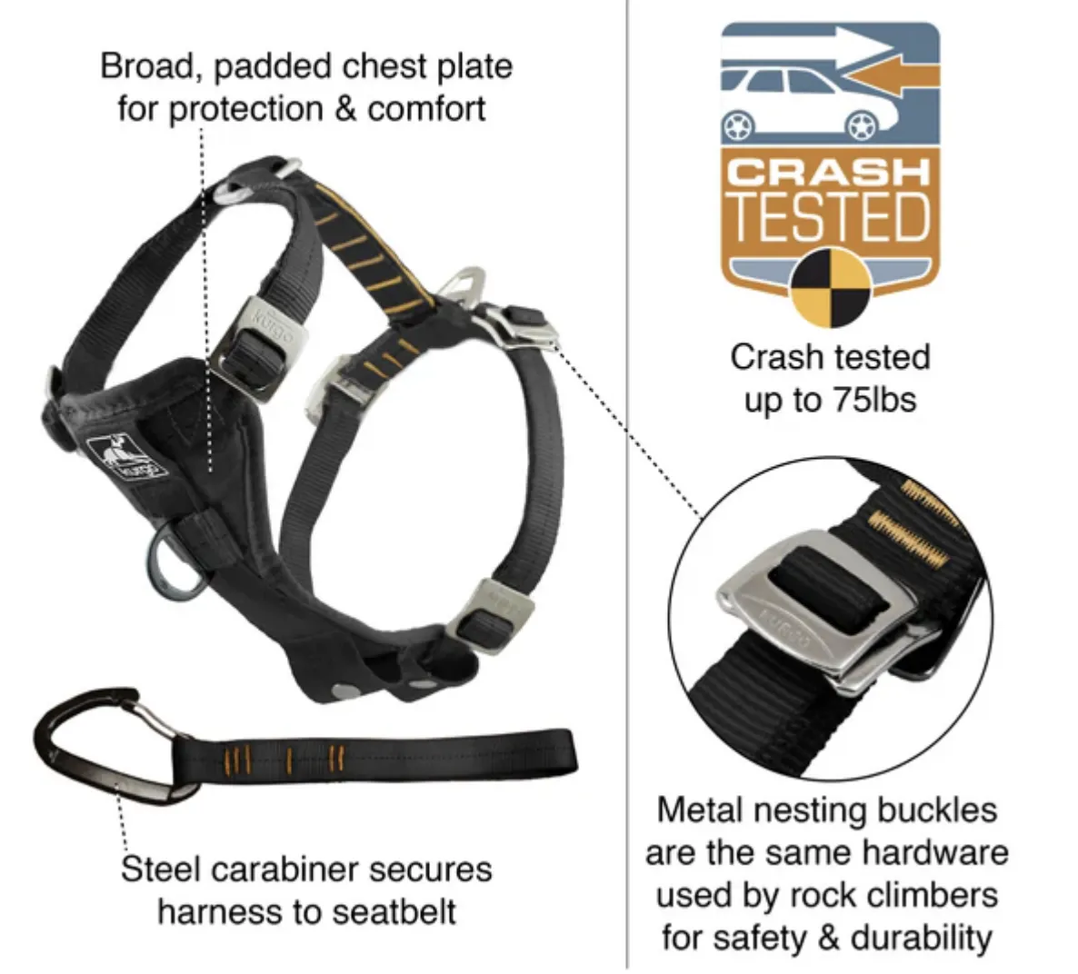 Kurgo Enhanced Strength Tru-Fit Dog Car Harness Purple