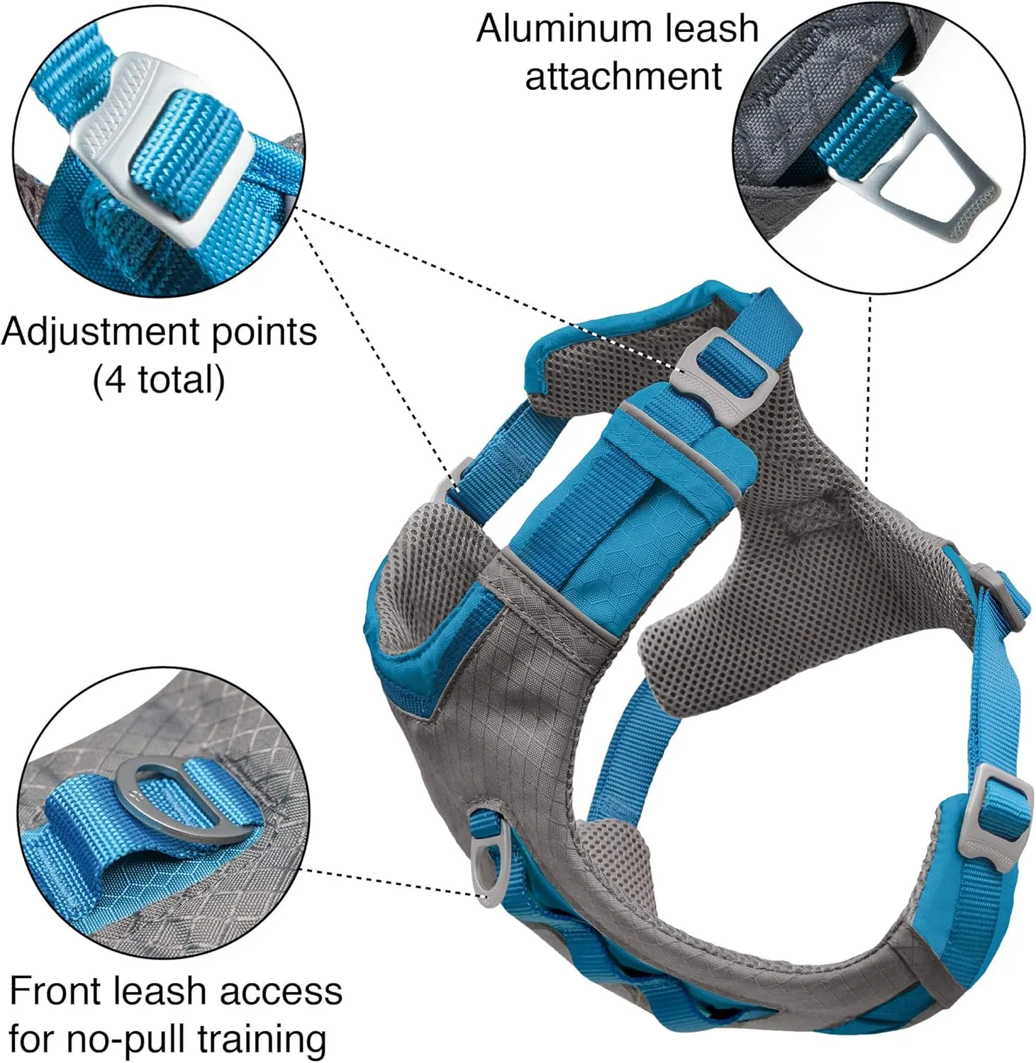 Kurgo Journey Air Dog Harness, Vest Harnesses for Dogs, Pet Hiking Harness for Running & Walking, Reflective, Padded, Includes Control Handle, No Pull Front Clip (Coral, Small)