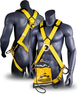 KwikSafety - Charlotte, NC - MONSOON Safety Harness [4 HEAVY DUTY D-RINGS] ANSI Tested OSHA Compliant Fall Protection Arrest Full Body Construction