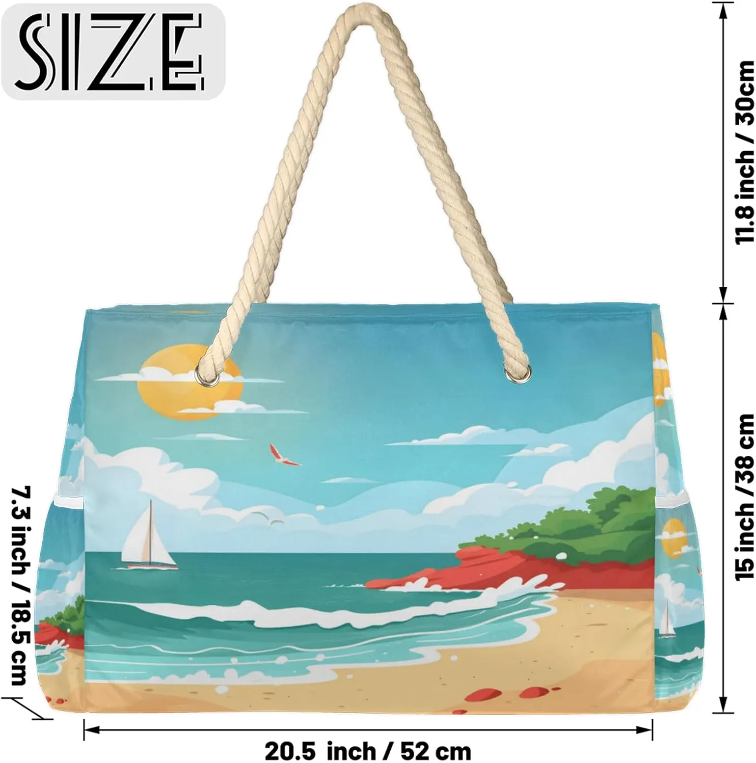 Large Beach Tote Bags with Zipper, Beach Bag for Women, Waterproof Sandproof Pool Swim Bags, Travel Tote Bag