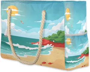 Large Beach Tote Bags with Zipper, Beach Bag for Women, Waterproof Sandproof Pool Swim Bags, Travel Tote Bag