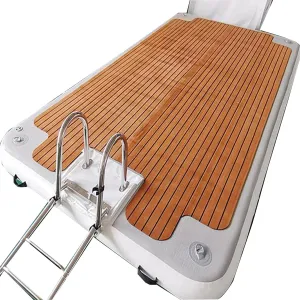 Large Floating Platform Lake Mat Water Inflatable Floating Bed Floating Island Portable Inflatable Island Dock Raft Floating Platform for Pool & Beach, White