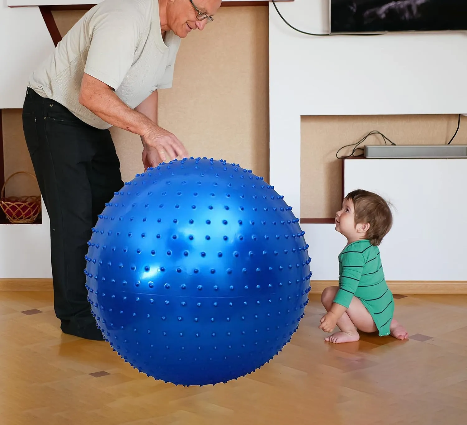 Large Sensory Massage Ball for Kids, 33.5" 85CM Bouncy Exercise Ball for Toddlers, Big Inflatable Balls with Tactile Spikes, Outdoor Giant Yoga Ball, Large Beach Balls