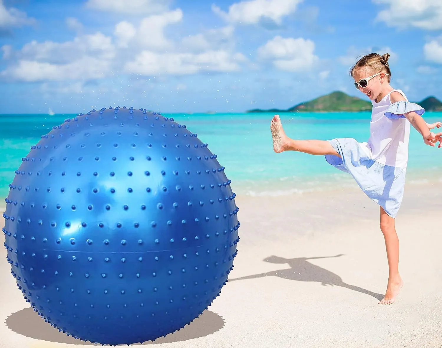 Large Sensory Massage Ball for Kids, 33.5" 85CM Bouncy Exercise Ball for Toddlers, Big Inflatable Balls with Tactile Spikes, Outdoor Giant Yoga Ball, Large Beach Balls