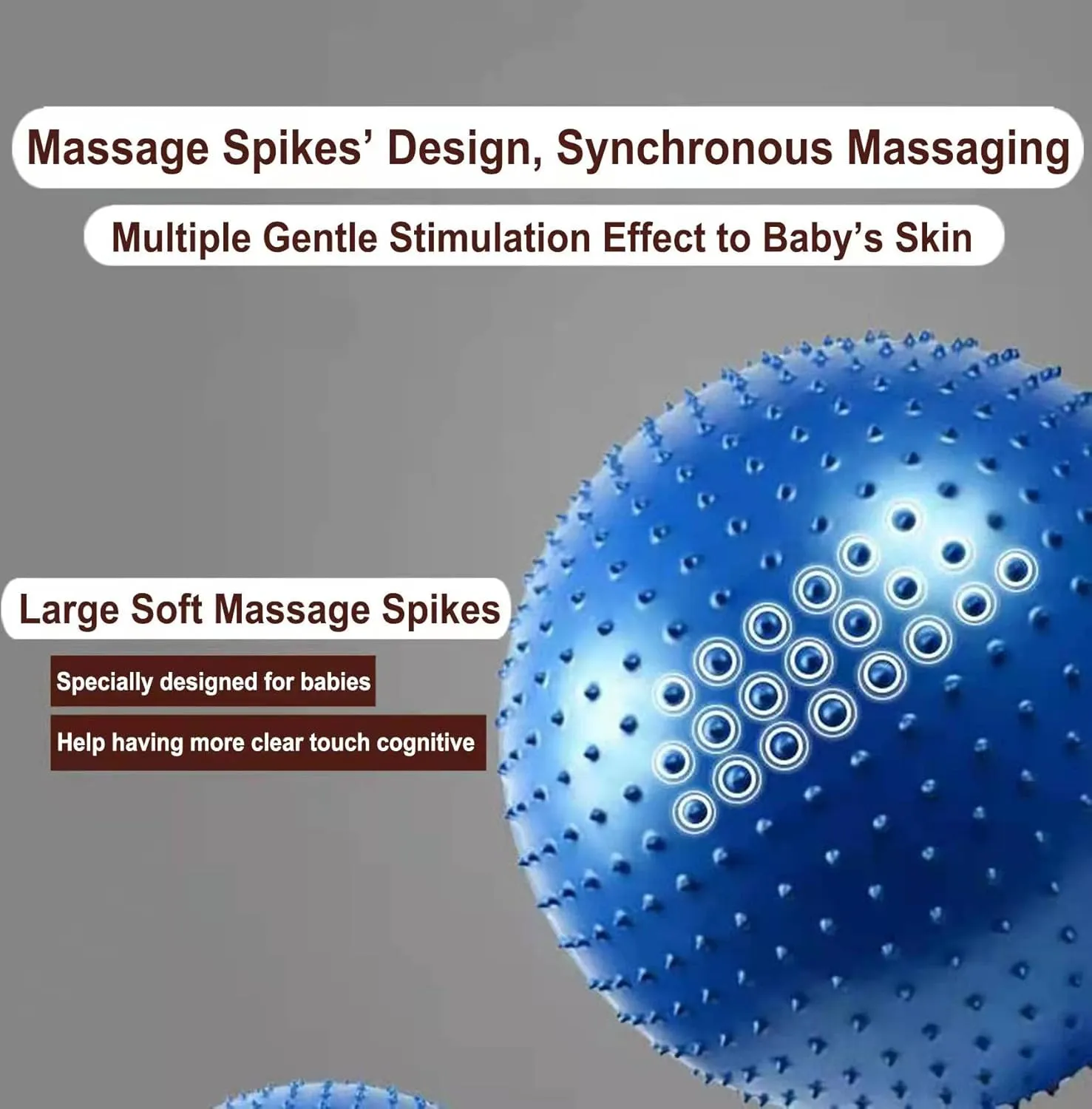 Large Sensory Massage Ball for Kids, 33.5" 85CM Bouncy Exercise Balls, Big Inflatable Toys with Tactile Spikes, Outdoor Giant Yoga Ball, Large Beach Balls(Grey)