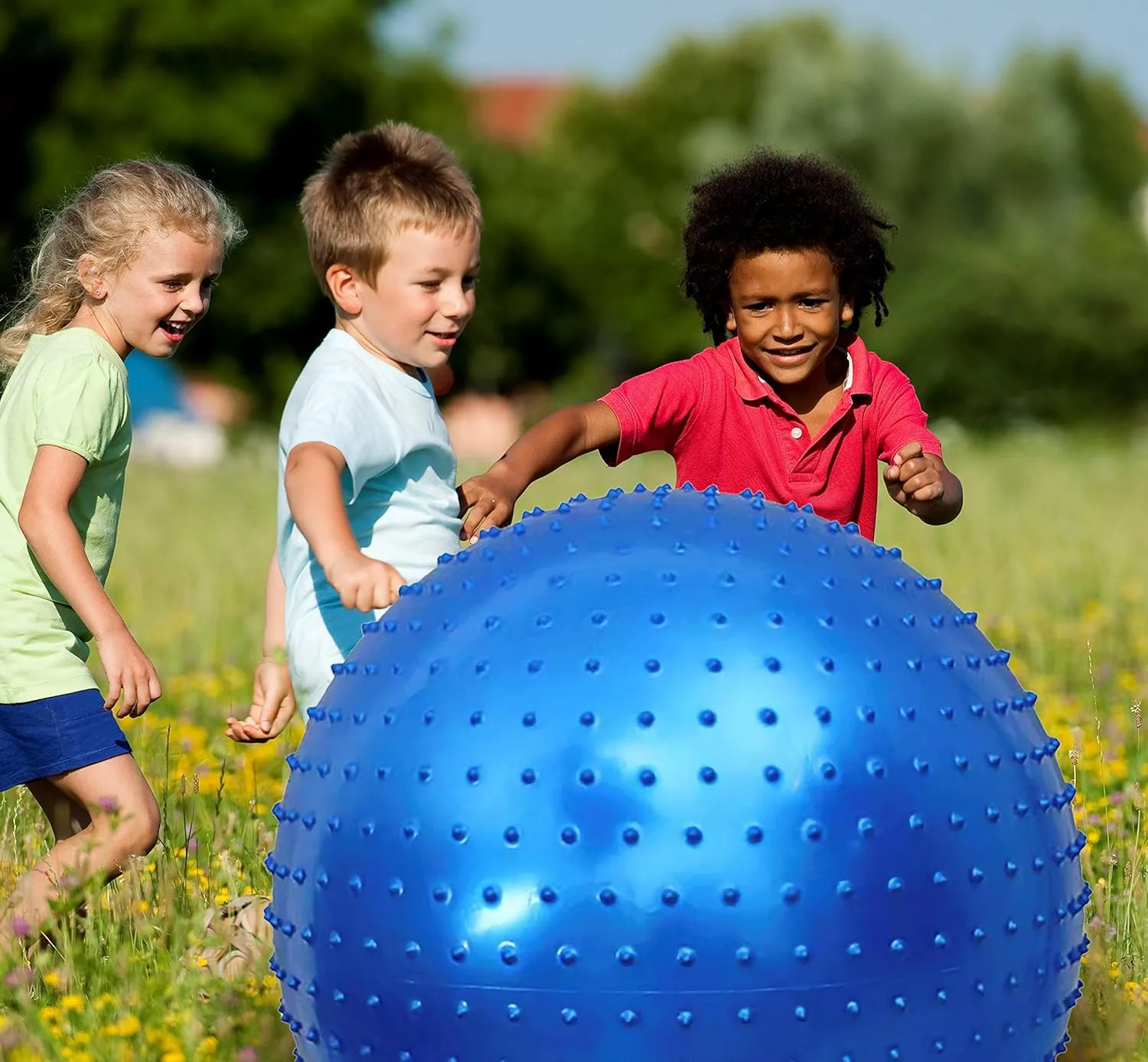 Large Sensory Massage Ball for Kids, 33.5" 85CM Bouncy Exercise Balls, Big Inflatable Toys with Tactile Spikes, Outdoor Giant Yoga Ball, Large Beach Balls(Grey)