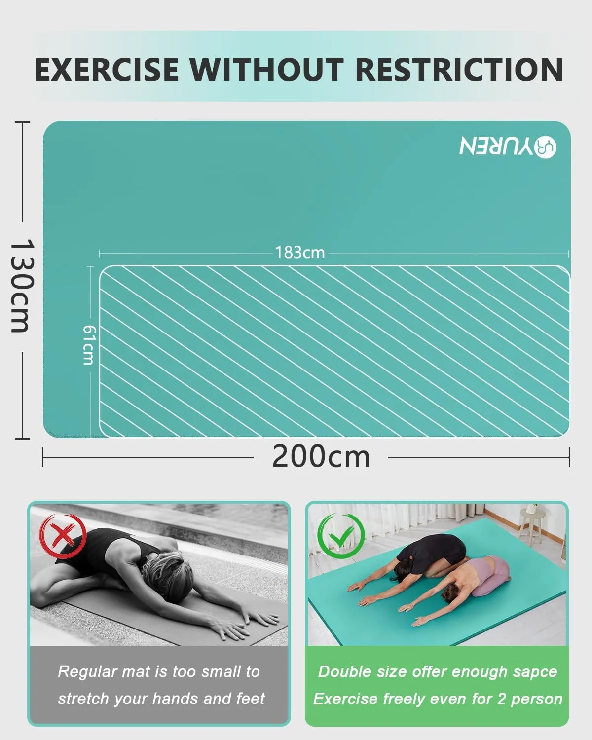 Large Yoga Mat 78.7"x51" 10mm Thick Exercise Mat for Home Workout, Yoga, Pilates, Fitness, High-density NBR Foam Workout Mat, with Carrying Yoga Bag