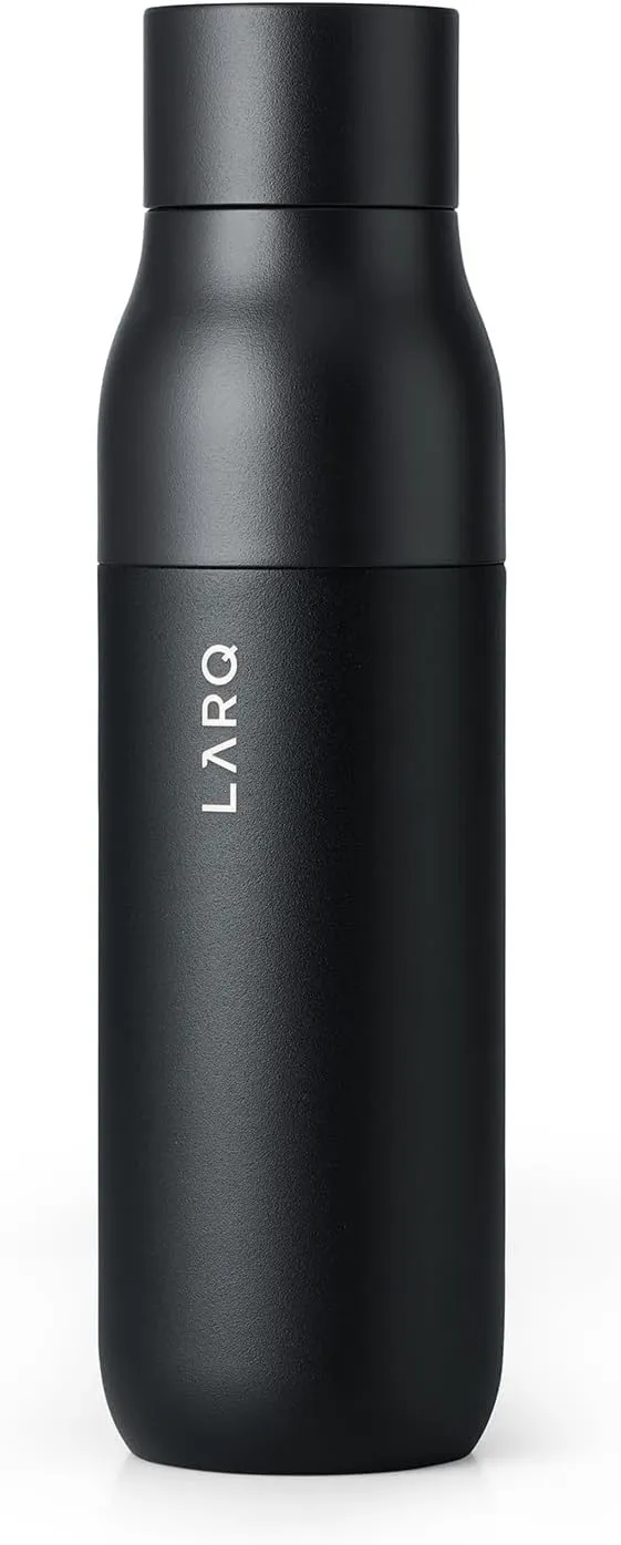 LARQ Bottle PureVis 17 oz - Self-Cleaning and Insulated Stainless Steel Water Bottle with UV Water Purifier and Award-winning Design | Reusable & Travel Friendly, Obsidian Black