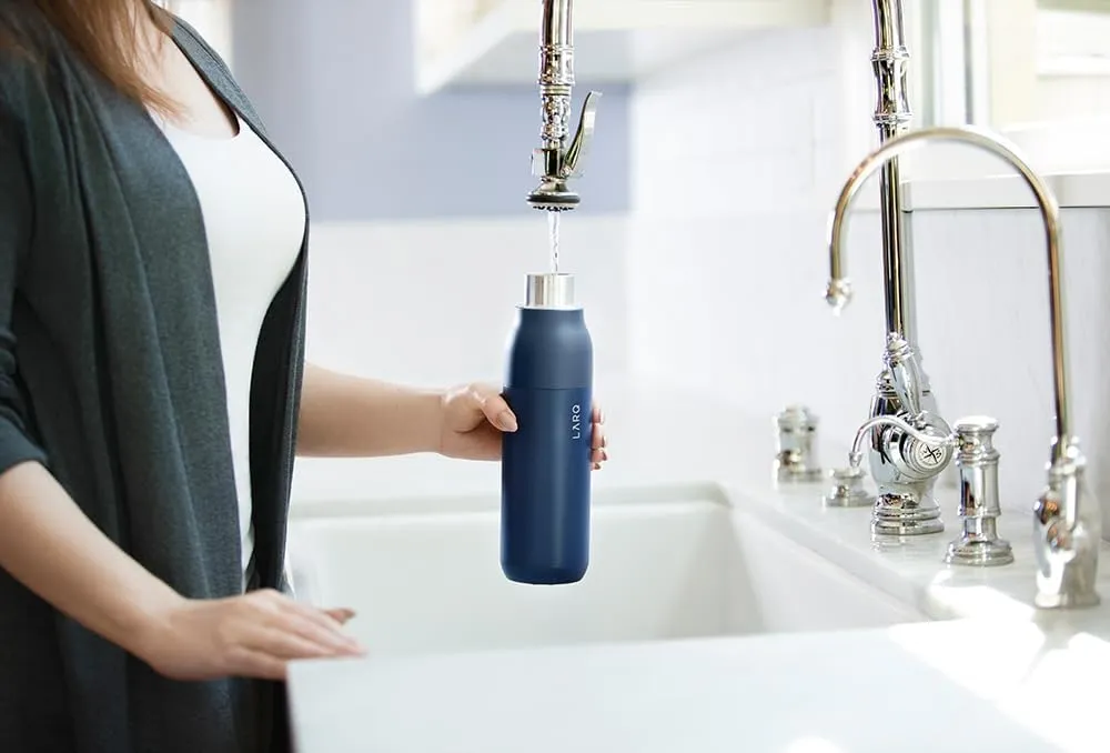 LARQ Bottle PureVis 17 oz - Self-Cleaning and Insulated Stainless Steel Water Bottle with UV Water Purifier and Award-winning Design | Reusable & Travel Friendly, Obsidian Black