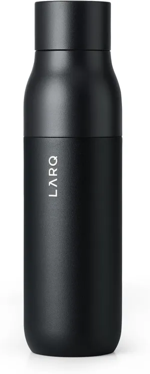 LARQ Bottle PureVis 17 oz - Self-Cleaning and Insulated Stainless Steel Water Bottle with UV Water Purifier and Award-winning Design | Reusable & Travel Friendly, Obsidian Black