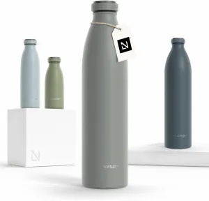 LARS NYSØM Stainless Steel Insulated Water Bottle 12oz 17oz 25oz 34oz 51oz | BPA-free Insulated Thermo Flask for Hot and Cold Beverages | Leakproof Drinking Bottle