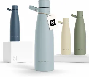 LARS NYSØM Stainless Steel Insulated Water Bottle 25oz 34oz | Insulated Thermo Flask for Hot and Cold Beverages | Leakproof Drinking Bottle (Sky Blue, 25.4oz)