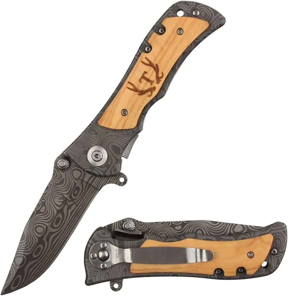 Laser Engraved Pocket Knife with monogrammed from A-Z