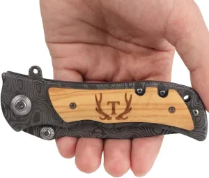 Laser Engraved Pocket Knife with monogrammed from A-Z