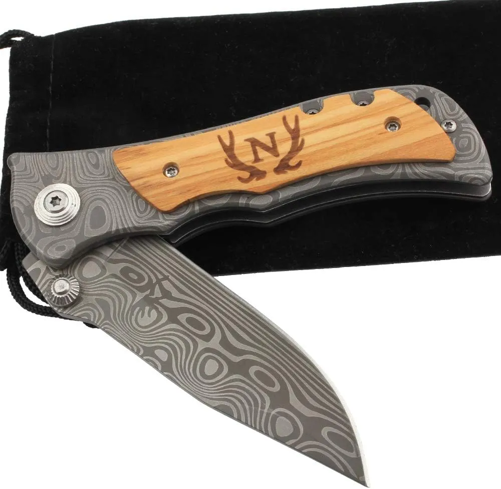 Laser Engraved Pocket Knife with monogrammed from A-Z