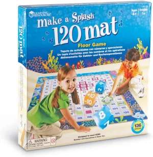 Learning Resources Make a Splash 120 Mat Floor Game, Addition/Subtraction - 136 Pieces, Ages 6  Math Games for Kids, Educational Games