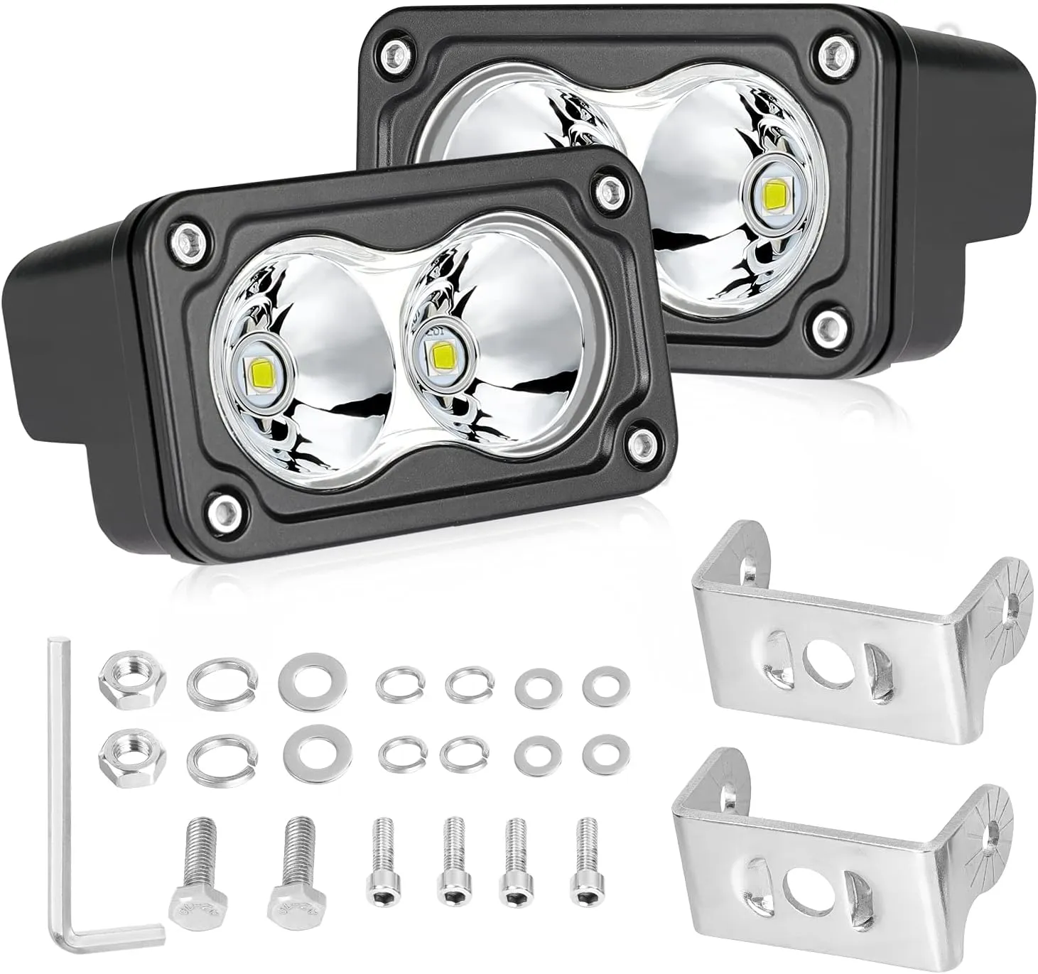 LED Pods, AKD Part 3 Inch CREE LED Off Road Driving Lights 40W Spot Small LED Fog Lights Pods Ditch Lights Backup Light 2 Packs for Truck Motorcycle UTV ATV SUV Surron Toyota