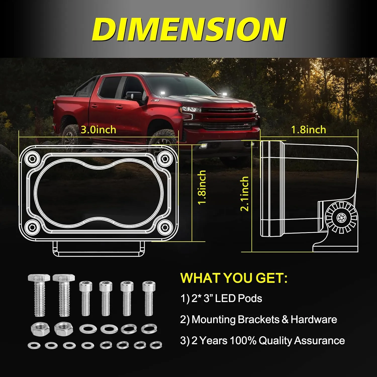 LED Pods, AKD Part 3 Inch CREE LED Off Road Driving Lights 40W Spot Small LED Fog Lights Pods Ditch Lights Backup Light 2 Packs for Truck Motorcycle UTV ATV SUV Surron Toyota