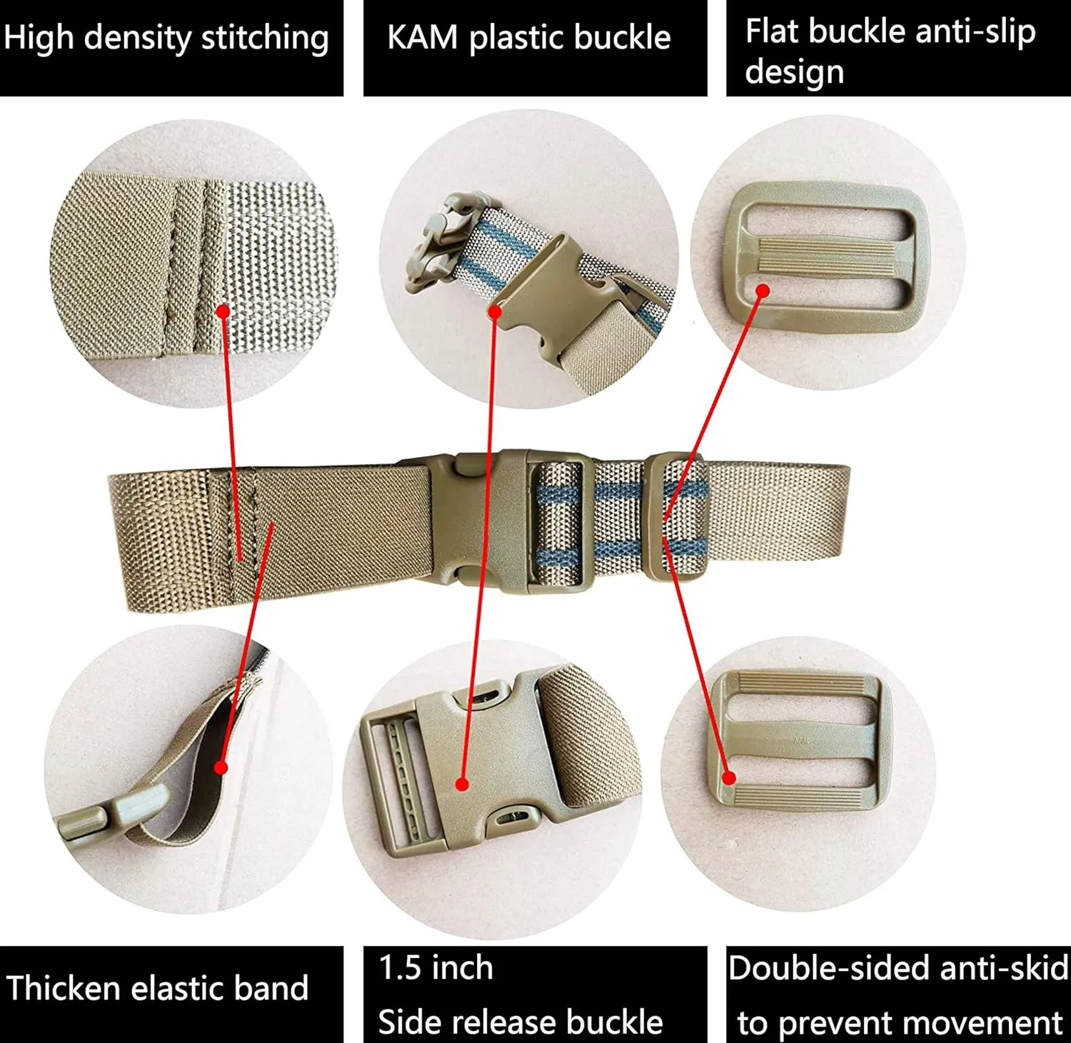 Leg Strap for Drop Leg Holster Tactical Thigh Belt for Gun Holsters Knife 1.5in/36mm EDC Leg Hanger for Men Women