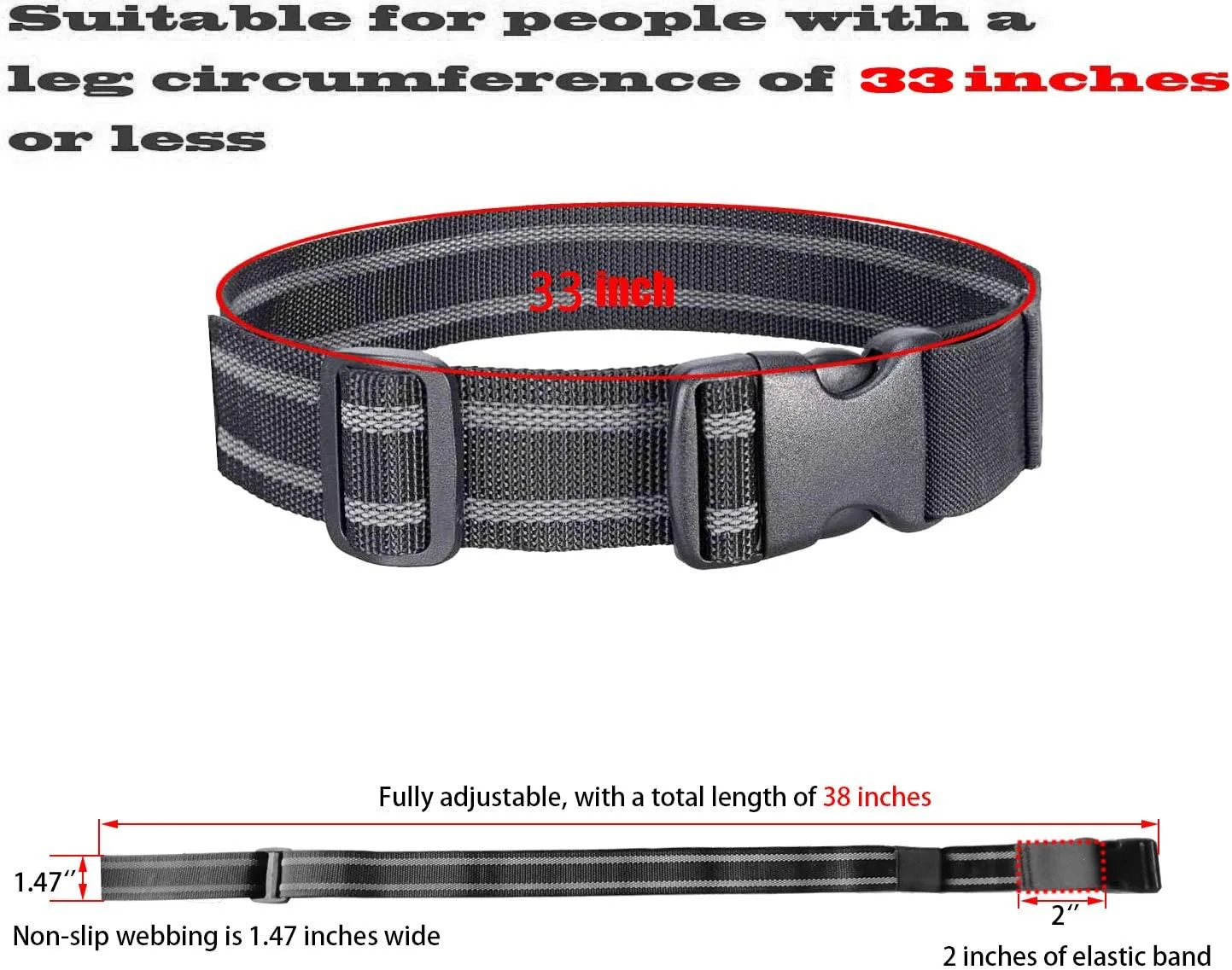 Leg Strap for Drop Leg Holster Tactical Thigh Belt for Gun Holsters Knife 1.5in/36mm EDC Leg Hanger for Men Women