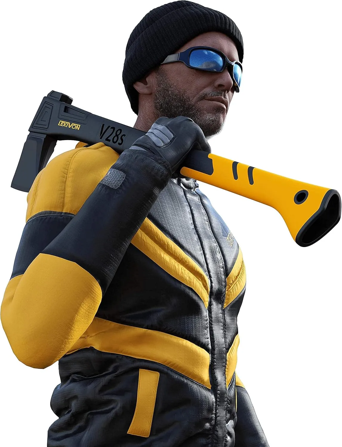 LEXIVON V28s Splitting Axe, 28-Inch Lightweight Fiber-Glass Composite Handle & Ergonomic TPR Grip | Protective Carrying Sheath Included (LX-V28s)