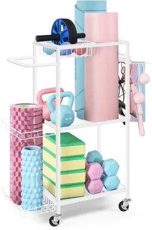 LIANTRAL Yoga Mat Storage Rack - Metal Gym Organizer for Yoga Mats, Foam Rollers & Fitness Equipment, Space Saving Workout Equipment Storage Rack for Home Exercise and Fitness Gear