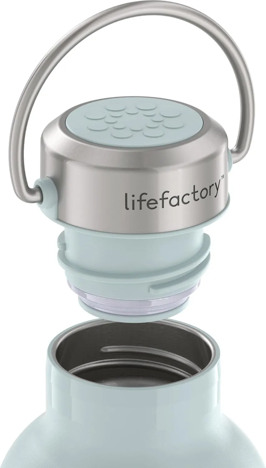 LIfeFactory Stainless Steel Vacuum-Insulated Sport Bottle, 24 Ounce, Mint