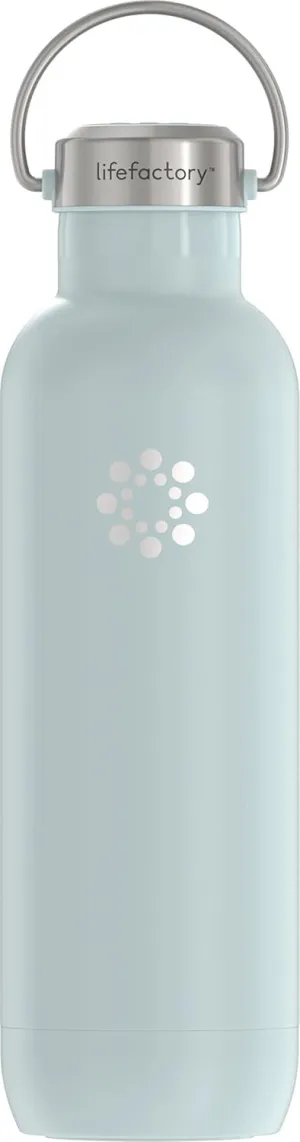 LIfeFactory Stainless Steel Vacuum-Insulated Sport Bottle, 24 Ounce, Mint