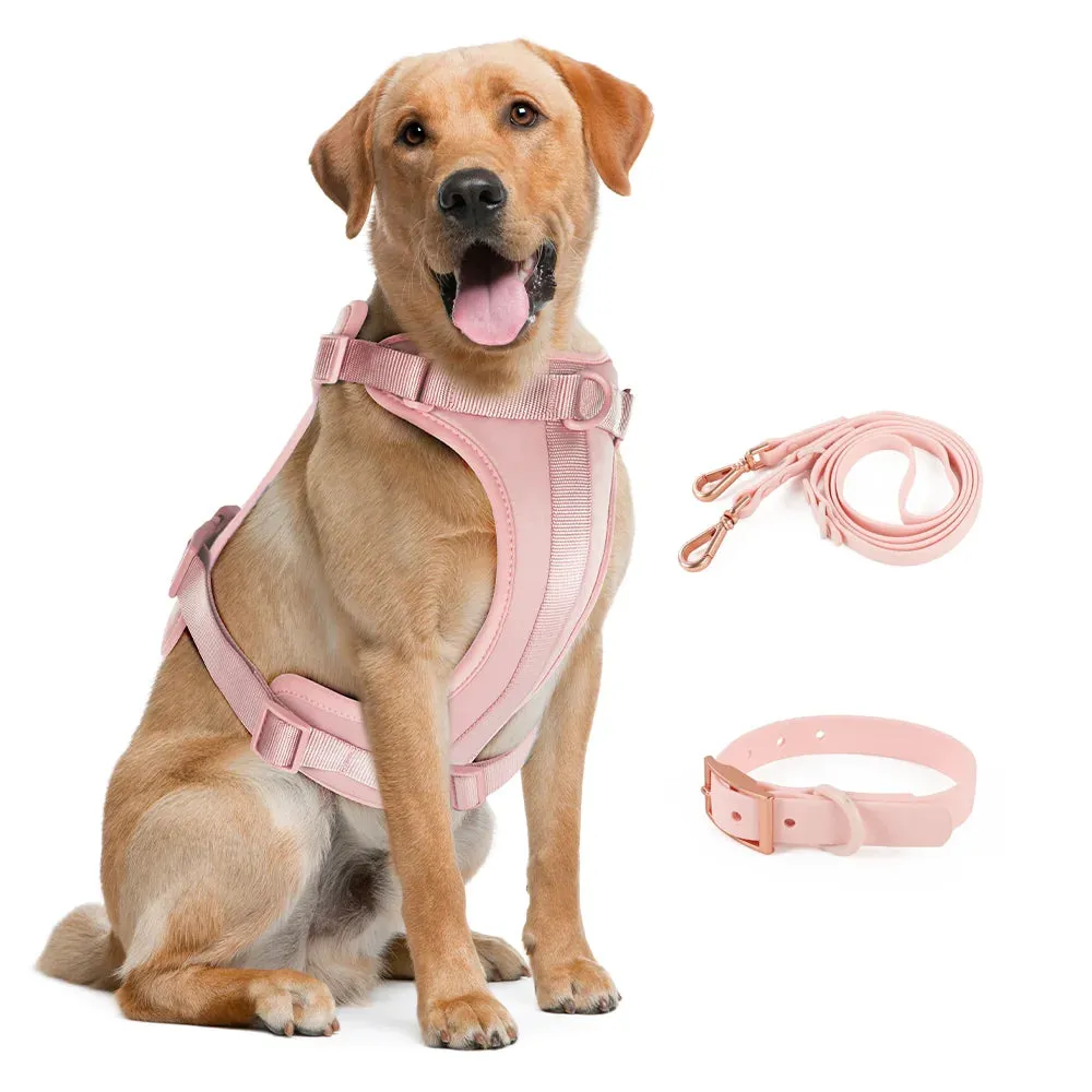 Light Pink Double Dog Leash Set - Adjustable PVC Harness