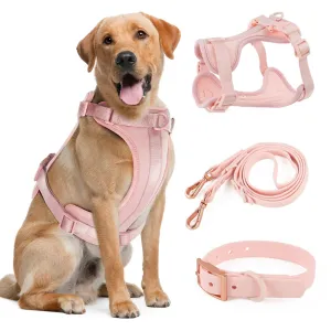Light Pink Double Dog Leash Set - Adjustable PVC Harness