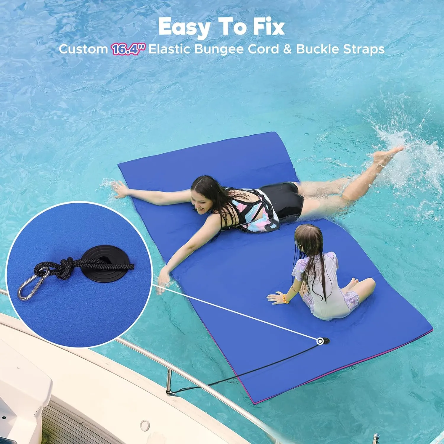 Lily Pad Floating Mat, 7'/8'/9'/13'/15.5' Floating Mat, 3-Layer Tear-Resistant XPE Foam Floating Water Mat for Water Recreation, Lake, Pool, River, Ocean, Boat, Suitable for Adults and Kids