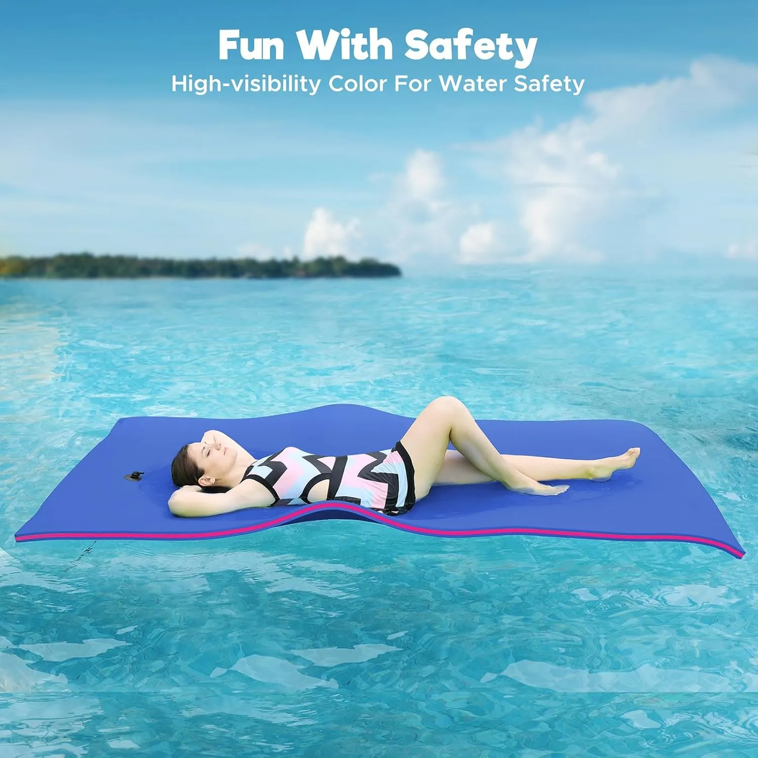 Lily Pad Floating Mat, 7'/8'/9'/13'/15.5' Floating Mat, 3-Layer Tear-Resistant XPE Foam Floating Water Mat for Water Recreation, Lake, Pool, River, Ocean, Boat, Suitable for Adults and Kids