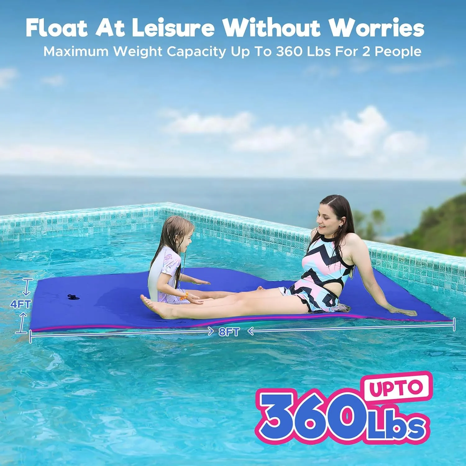 Lily Pad Floating Mat, 7'/8'/9'/13'/15.5' Floating Mat, 3-Layer Tear-Resistant XPE Foam Floating Water Mat for Water Recreation, Lake, Pool, River, Ocean, Boat, Suitable for Adults and Kids