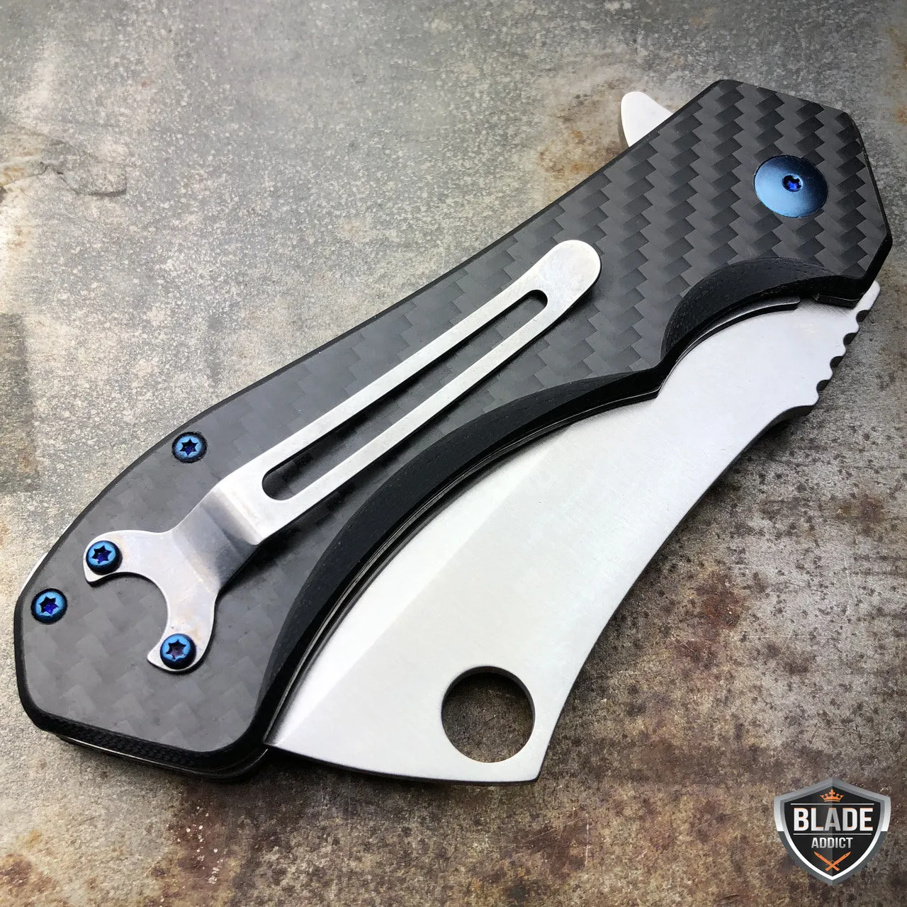 LIMITED EDITION CARBON FIBER TACTICAL Ball Bearing Assisted Pocket Knife CLEAVER