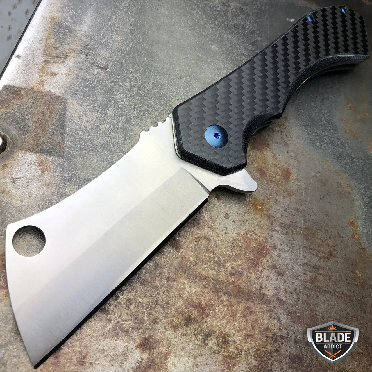 LIMITED EDITION CARBON FIBER TACTICAL Ball Bearing Assisted Pocket Knife CLEAVER