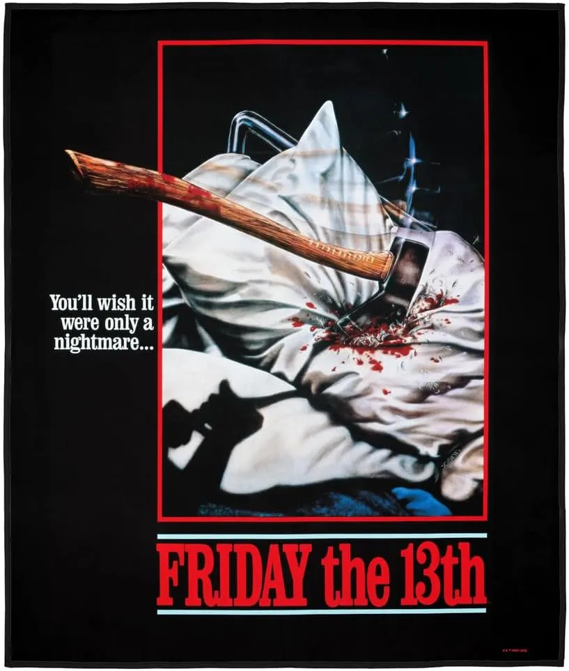 LOGOVISION Friday The 13Th Picnic Outdoor Blanket, 50"x60" Pillow Axe Poster, Foldable Blanket for Picnic, Beach, Camping, Park, Tailgate
