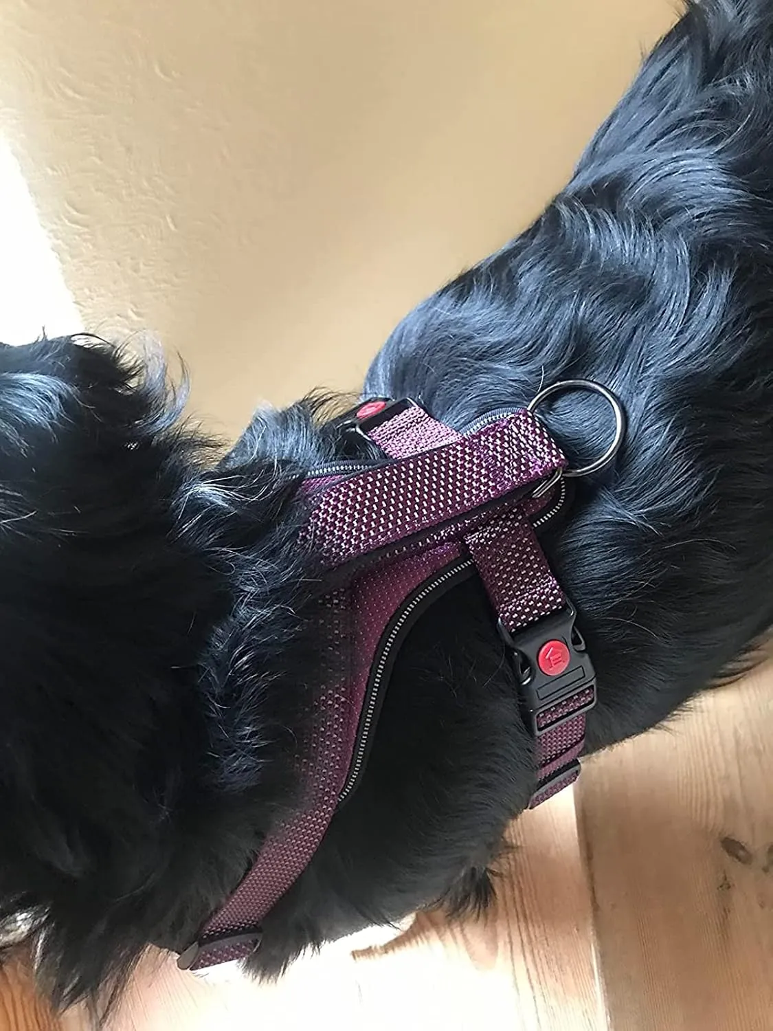 LOS ANDES Full Reflective Dog Harness Adjustable Harness No Pull Pet Harness with Front Clip, Soft Padded Dog Vest with Handle, Easy Control Dog Harnesses for Small Medium Large Dogs, Purple, L