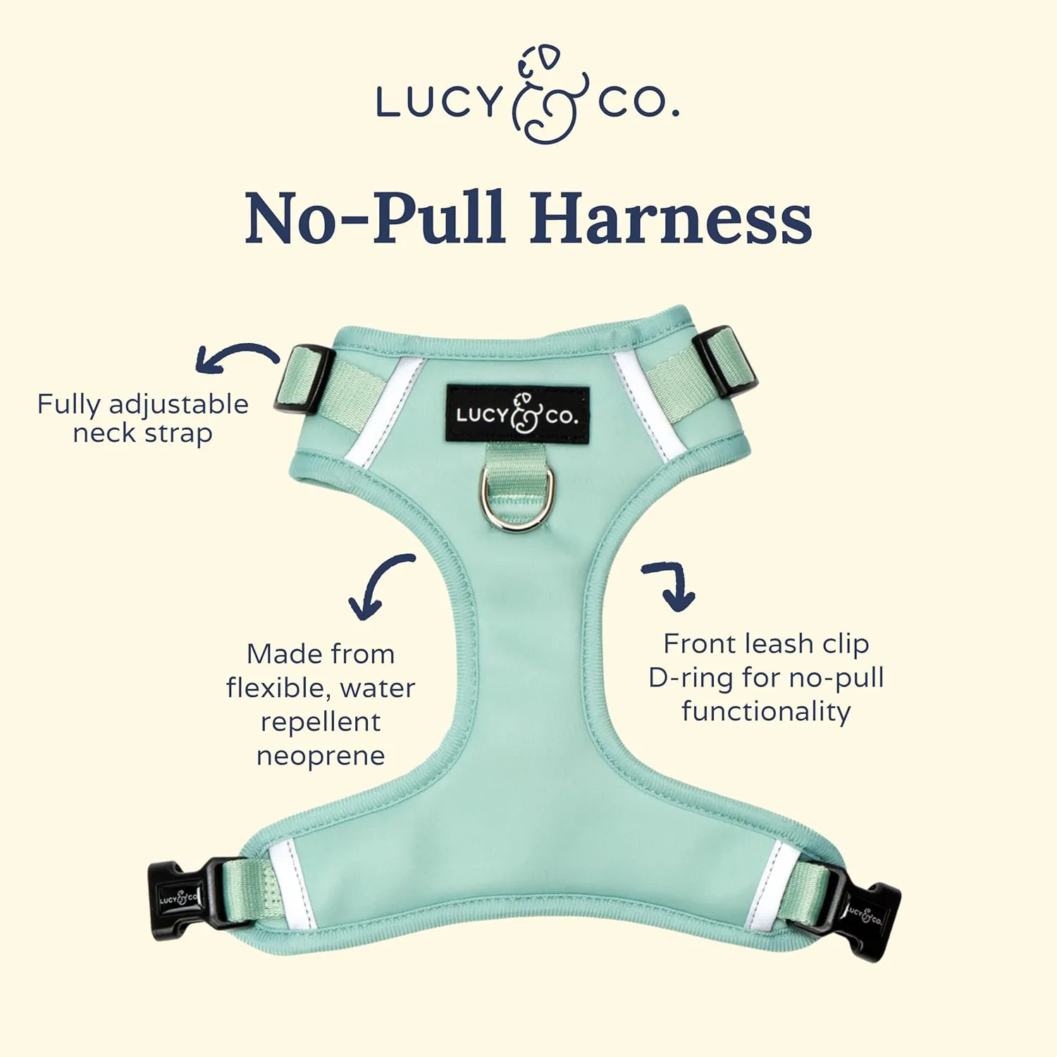 Lucy & Co. The Spring Green No-Pull Dog Harness – Size Large – Vest to Stop Pulling & Walk Easy – Comfortable Leash Training Product w/Adjustable Chest & Neck Straps