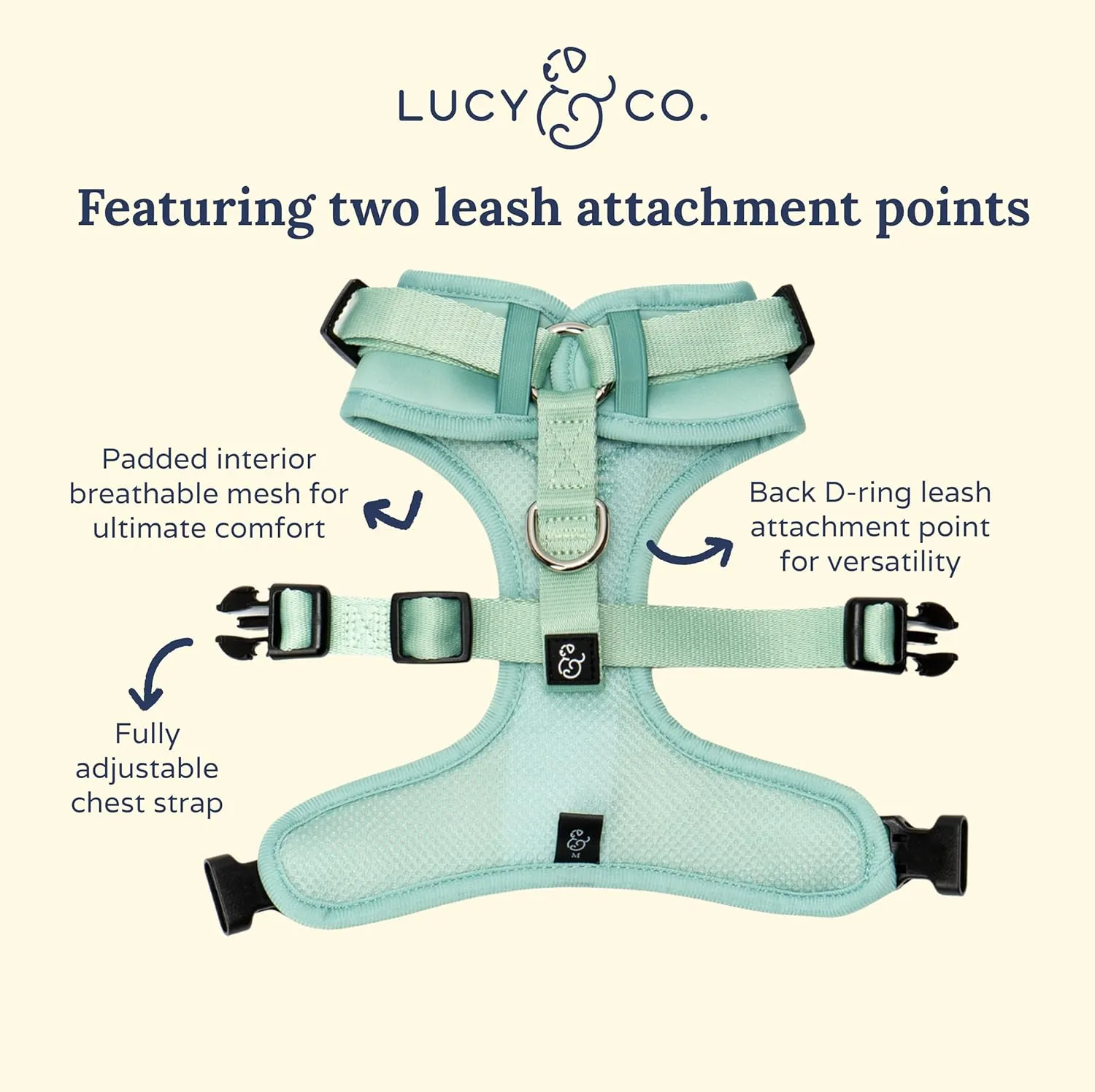 Lucy & Co. The Spring Green No-Pull Dog Harness – Size Large – Vest to Stop Pulling & Walk Easy – Comfortable Leash Training Product w/Adjustable Chest & Neck Straps