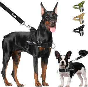 Lukovee No Pull Dog Harness & Leash Set - Heavy Duty Dog Vest Harness with Soft Padded for Medium Large Dogs, Adjustable Reflective Tactical Pet Harness for Easy Walk and Training (L, Black)