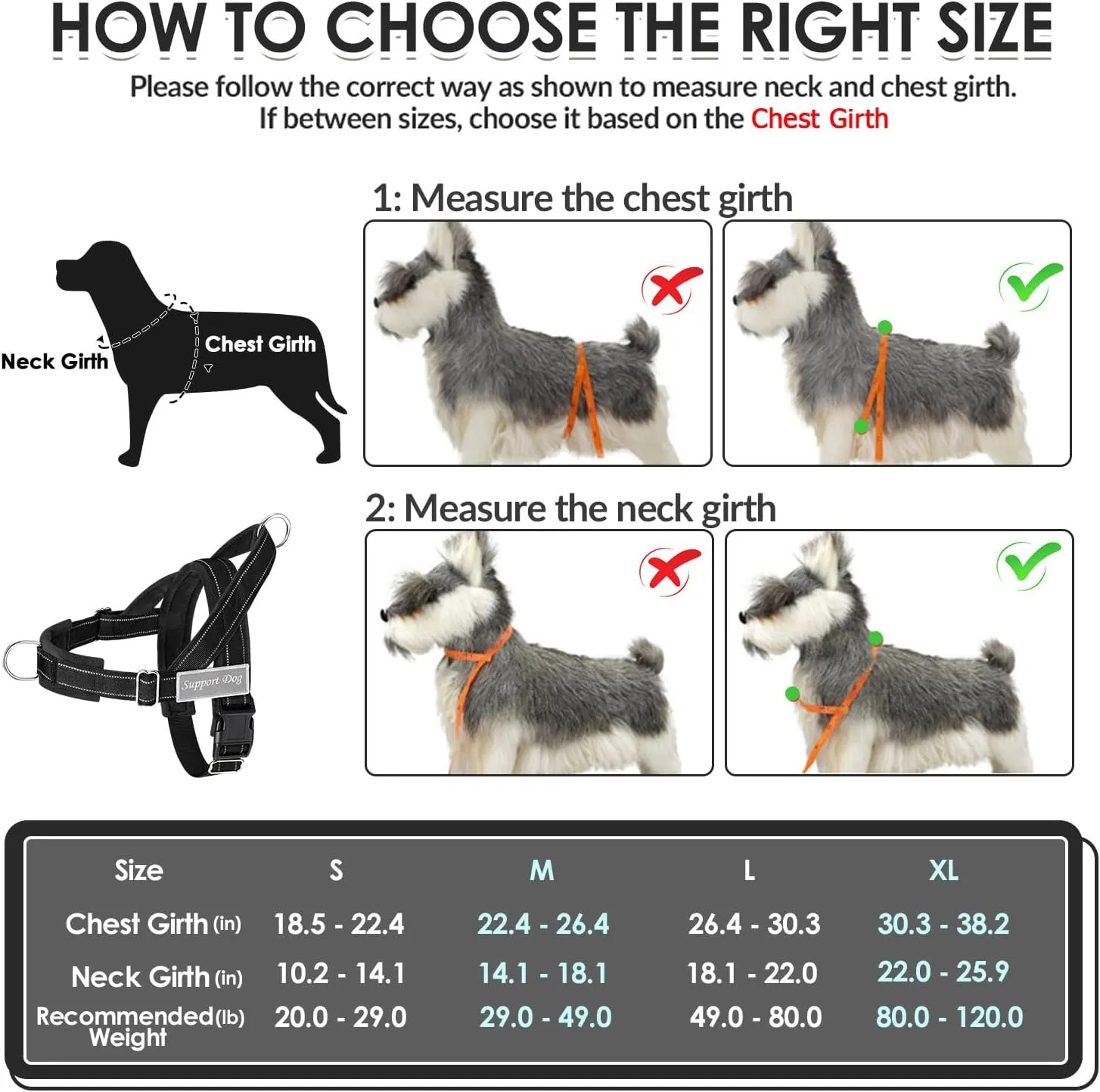 Lukovee No Pull Dog Harness & Leash Set - Heavy Duty Dog Vest Harness with Soft Padded for Medium Large Dogs, Adjustable Reflective Tactical Pet Harness for Easy Walk and Training (L, Black)
